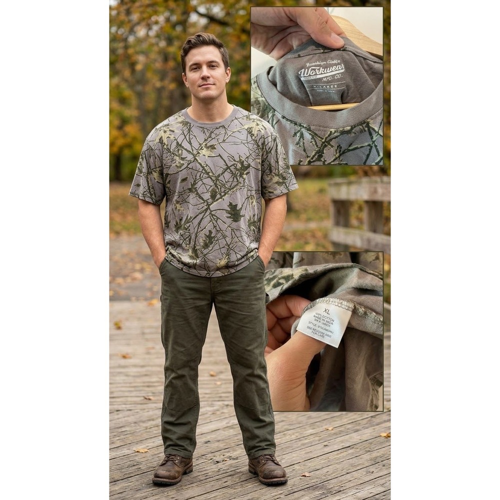 Brooklyn Cloth T-Shirt Mens XL Grey Camo Excellent Cotton BTMJ680SNJ